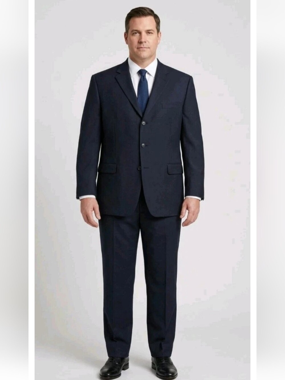 Angelo Rossi Dark Navy 2-Pc Suit 48L/43W Hand Tailored Made In Italy